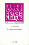 Revue française de finances publiques N° 79/septembre 2002 vignette